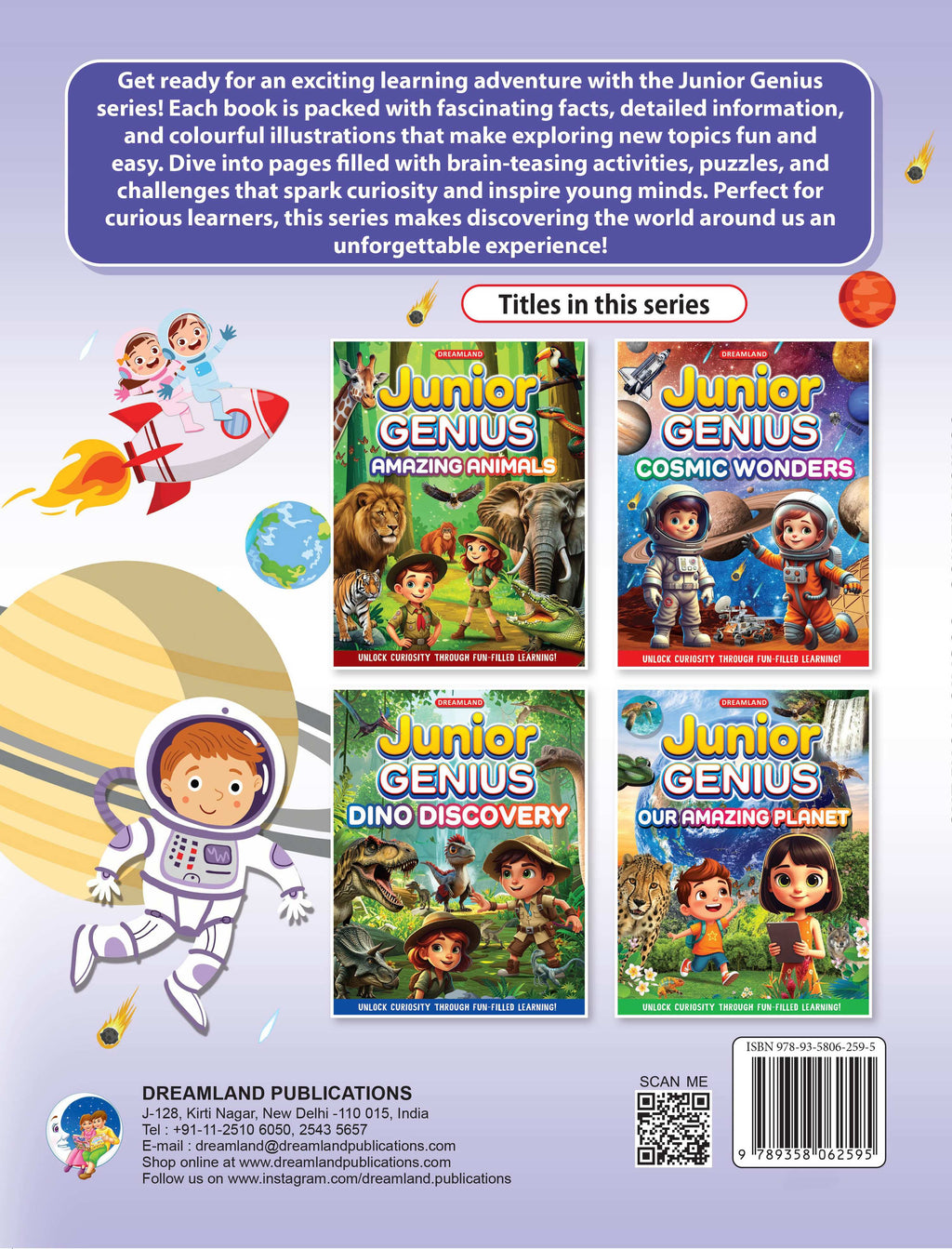 Dreamland Publications Junior Genius: Cosmic Wonders – A Fun-Filled Space Learning Book for Kids Age 7+ | Explore Planets, Stars, Rockets, and More Through Facts, Activities & Quizzes