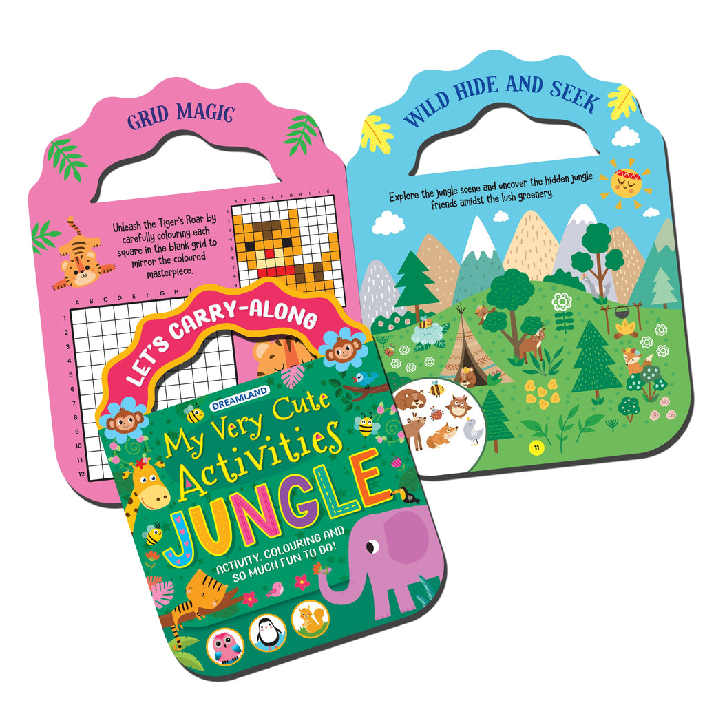 Dreamland Publications Jungle- Let's Carry-Along Activity, Colouring Book for Kids Age 3 -8 years (My Very Cute Activities Series)