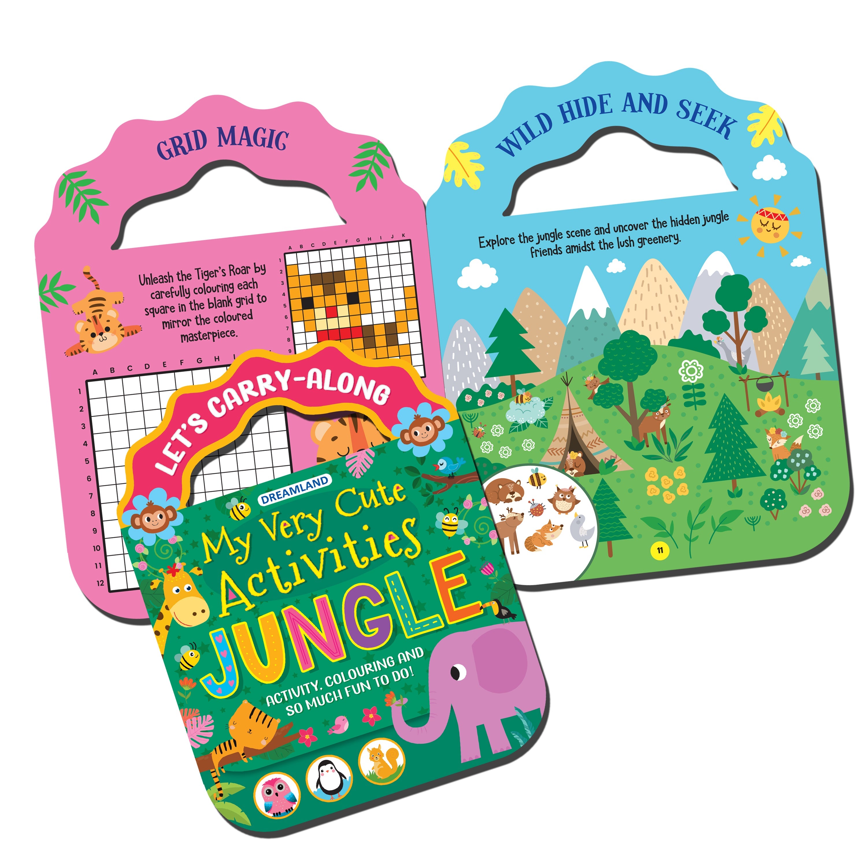 Dreamland Publications Jungle- Let's Carry-Along Activity, Colouring Book for Kids Age 3 -8 years (My Very Cute Activities Series)