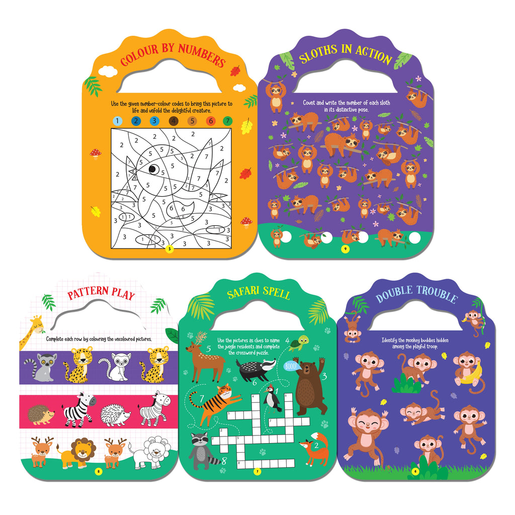 Dreamland Publications Jungle- Let's Carry-Along Activity, Colouring Book for Kids Age 3 -8 years (My Very Cute Activities Series)