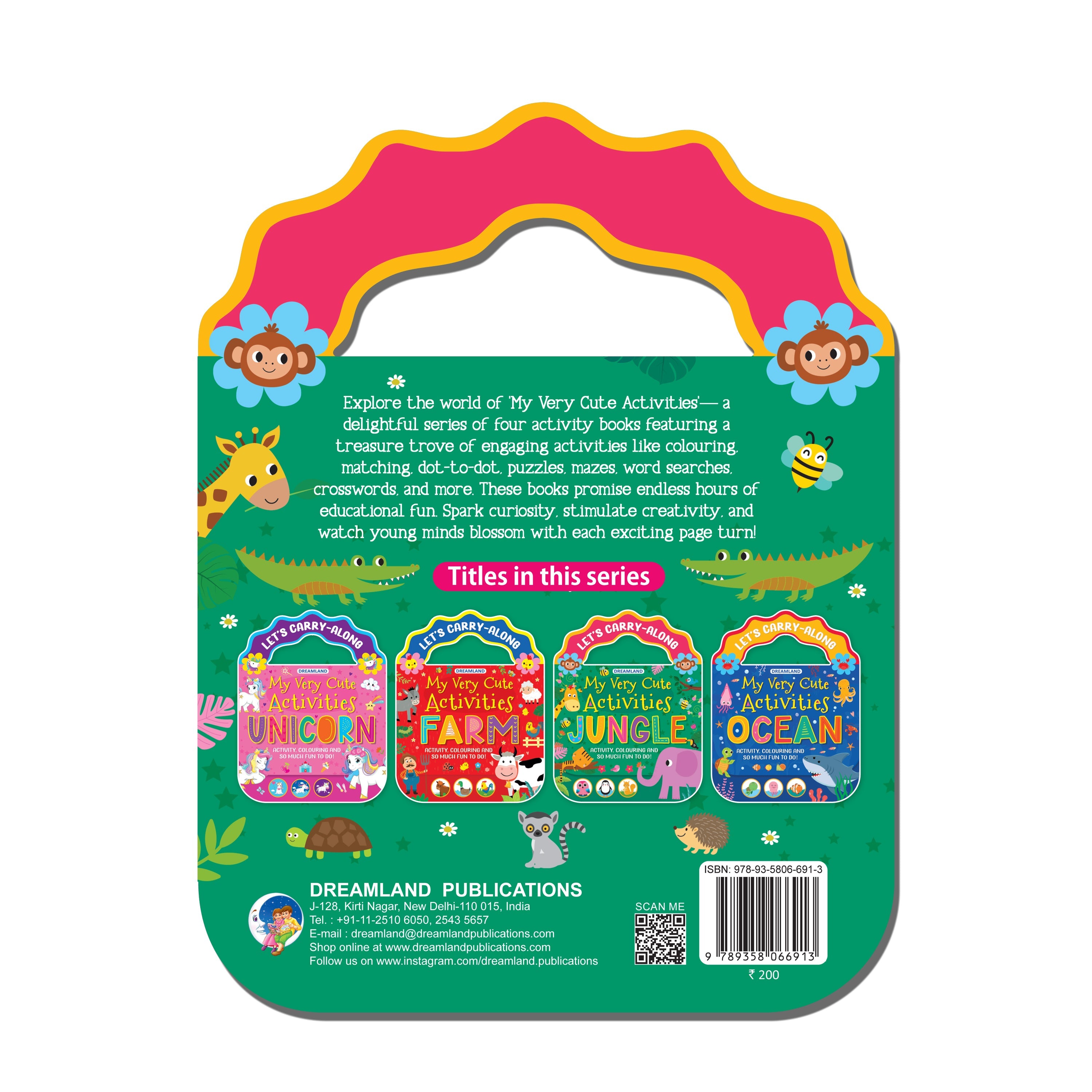 Dreamland Publications Jungle- Let's Carry-Along Activity, Colouring Book for Kids Age 3 -8 years (My Very Cute Activities Series)