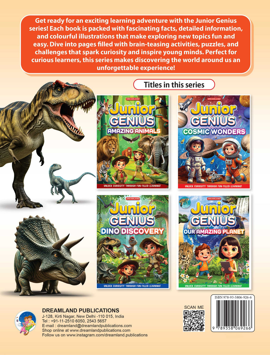 Dreamland Publications Junior Genius: Dino Discovery – A Fun-Filled Learning Book for Kids Age 7+ | Explore the World of Dinosaurs with Facts, Games, Puzzles