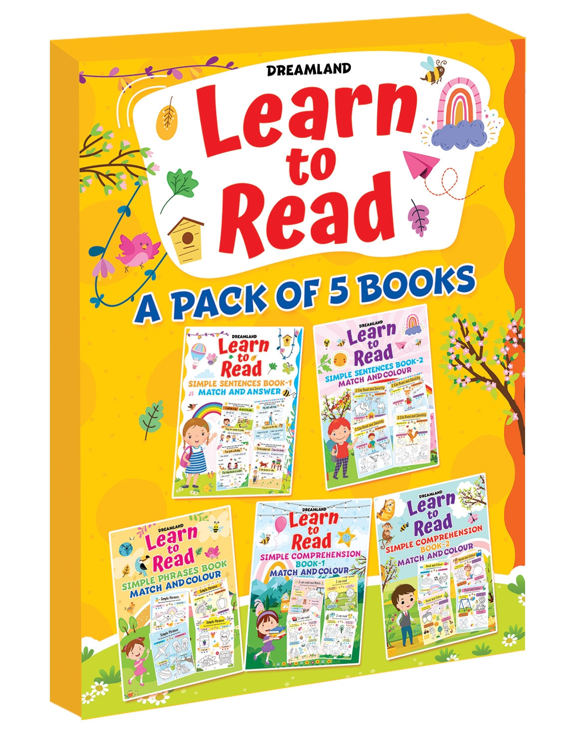 Dreamland Learn to Read- A Pack of 5 Books (Simple Sentences, Simple Phrase Book, Simple Comprehension)