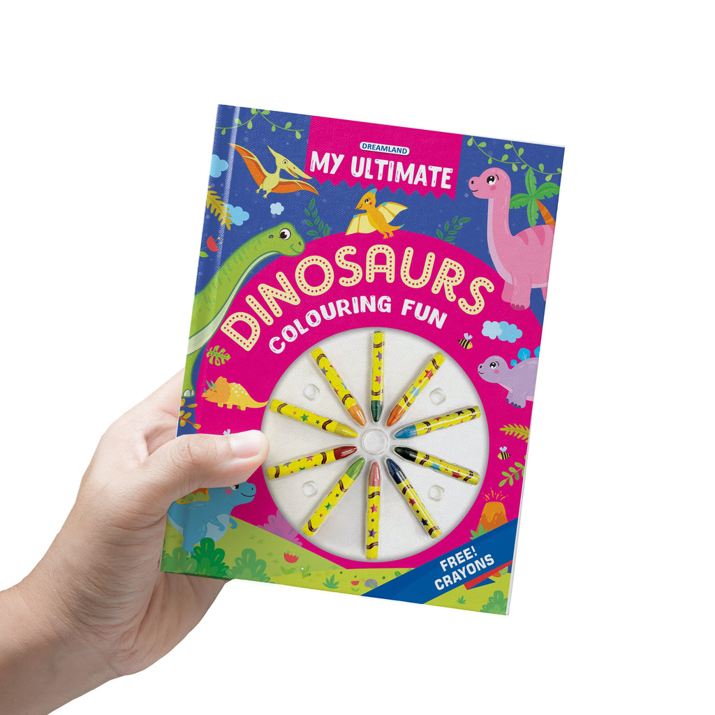 Dreamland Publications My Ultimate Dinosaurs Colouring Fun Book with Free Crayons : Children's Colouring Book