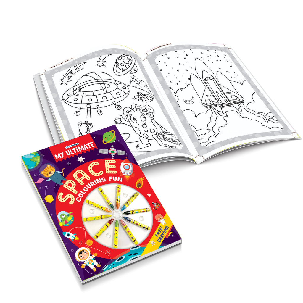 Dreamland Publications My Ultimate Space Colouring Fun Book with Free Crayons : Children's Colouring Book
