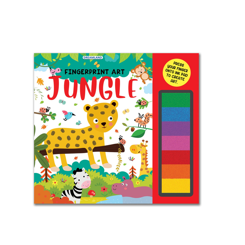 Dreamland Publications Fingerprint Art Activity Book for Children - Jungle with Thumbprint Gadget