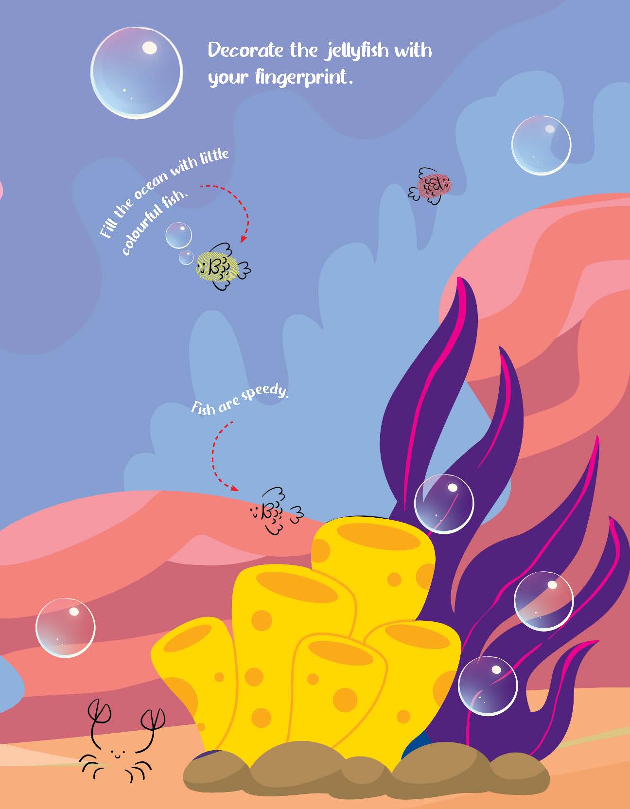 Dreamland Publications Fingerprint Art Activity Book for Children - Ocean with Thumbprint Gadget