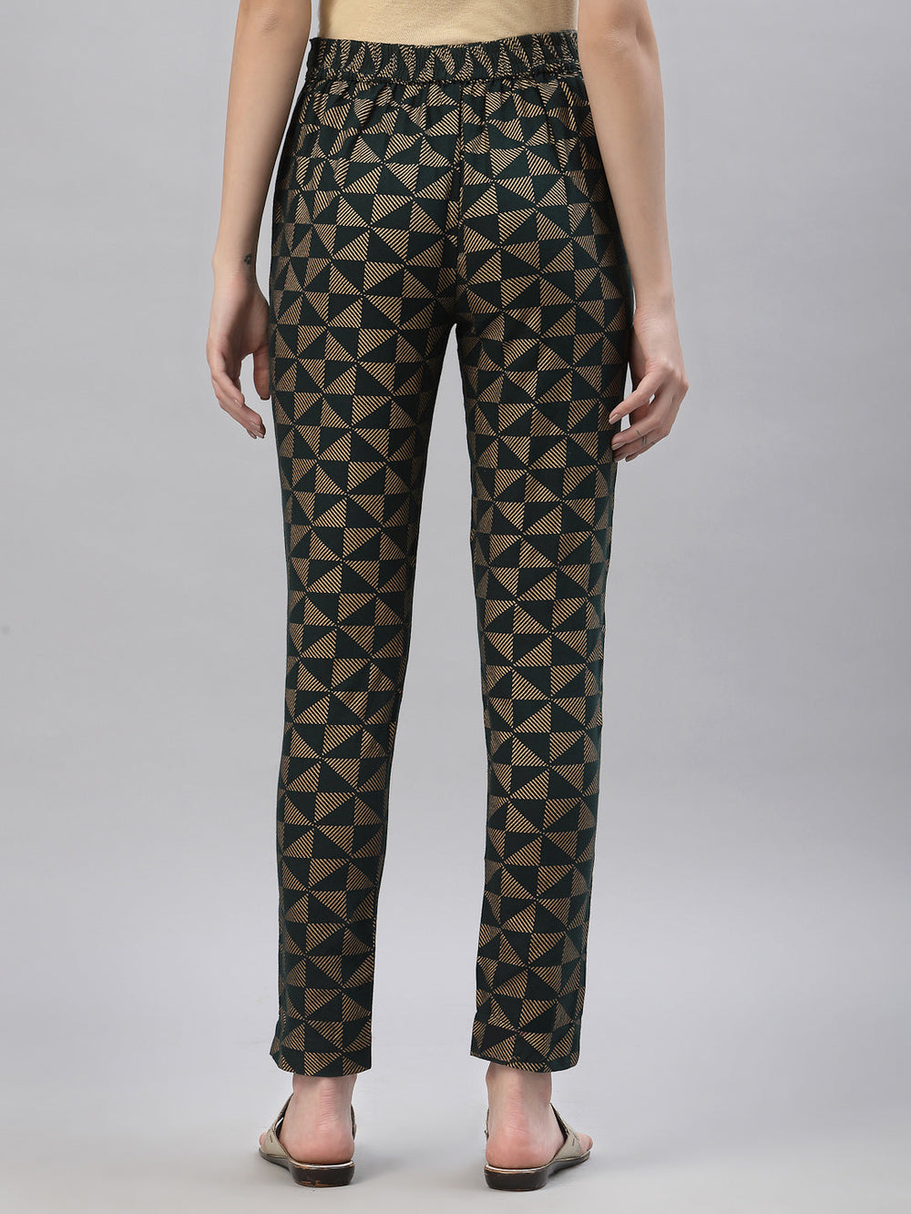 Juniper Women's Jadegreen Cotton flex Printed Straight Pant