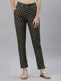 Juniper Women's Jadegreen Cotton flex Printed Straight Pant