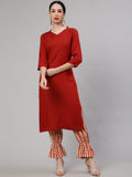 Aks Mandarin Collar Straight Kurta & Trousers
