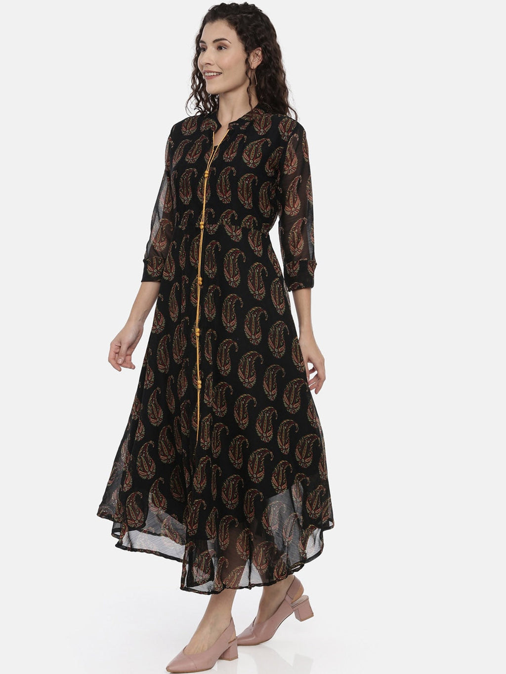 Souchii Black Printed A-Line Dress