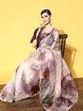 Tikhi Imli Pink & Mauve Floral Organza Saree