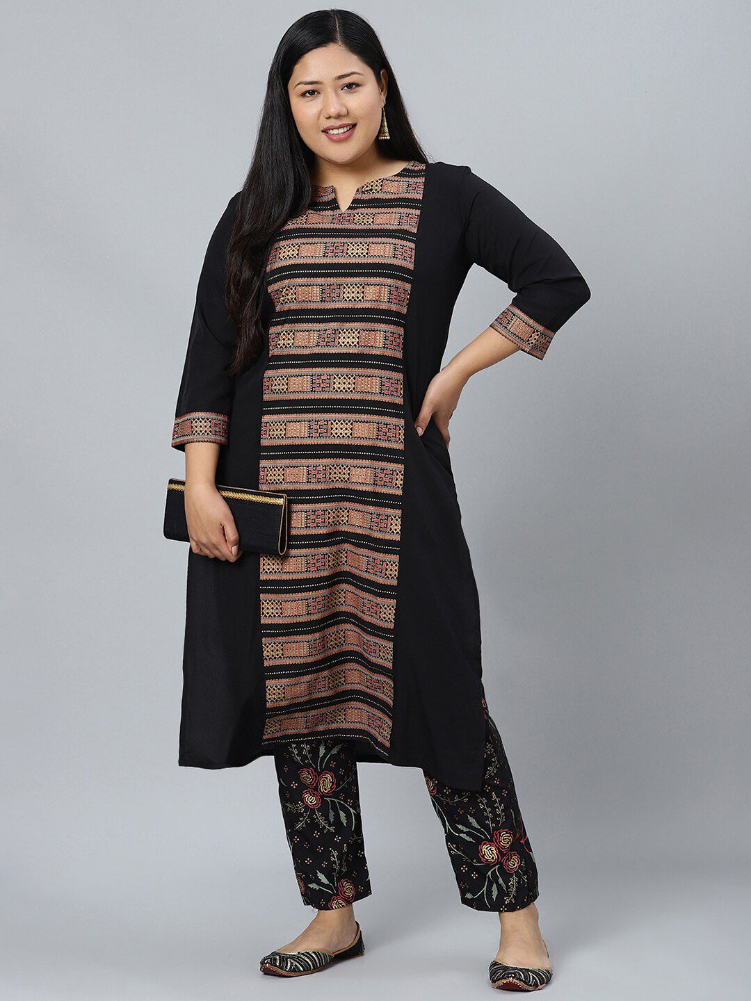 Sztori Geometric Printed Straight Kurta with Pant