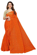 Vamika Orange Jari Work Chiffon Saree (GARVITA ORANGE)