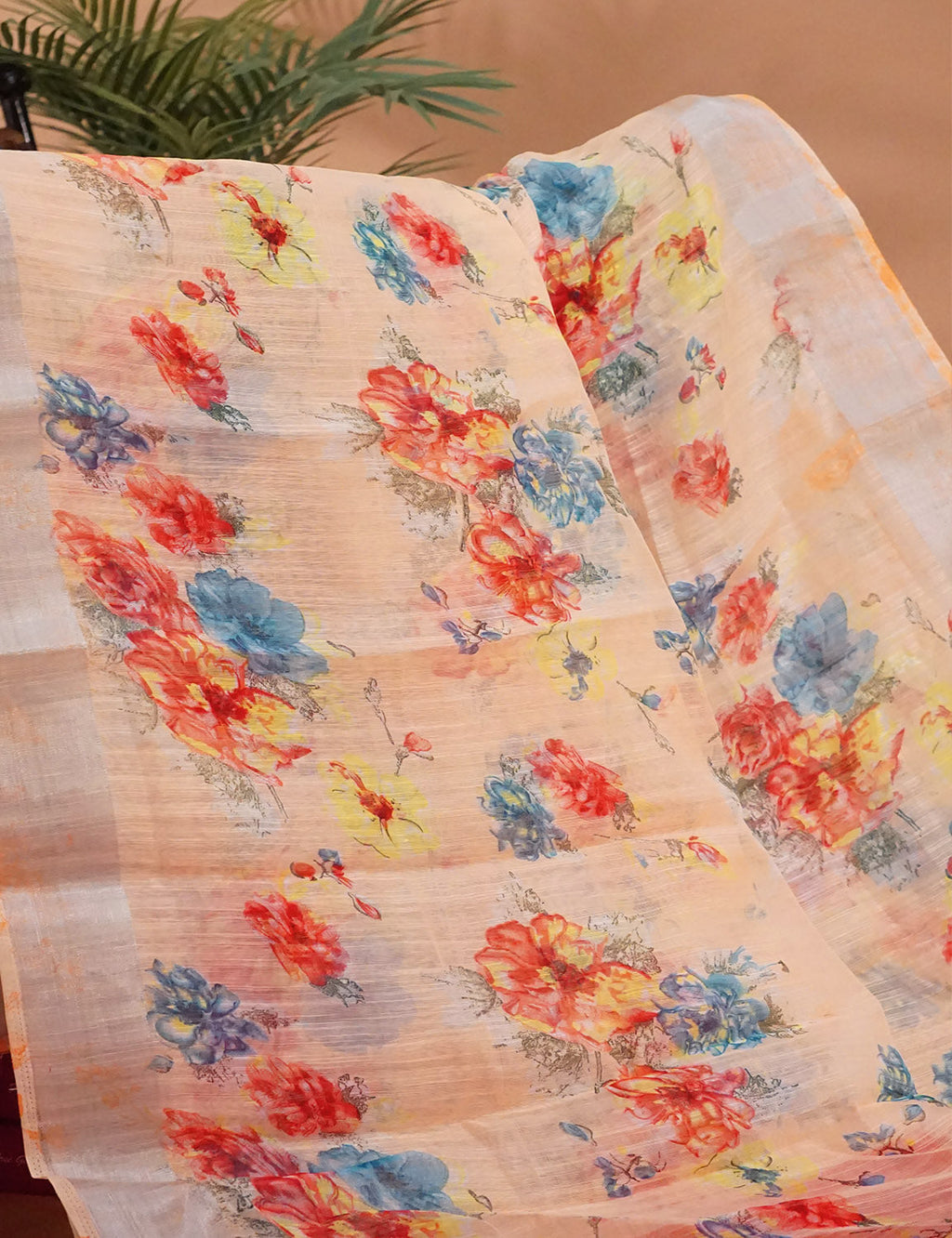 Light Peach And Orange Colour Semi Chanderi Saree By Gayathri Reddy Designer Studio
