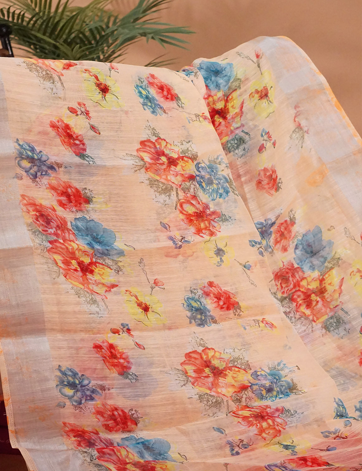 Light Peach And Orange Colour Semi Chanderi Saree By Gayathri Reddy Designer Studio