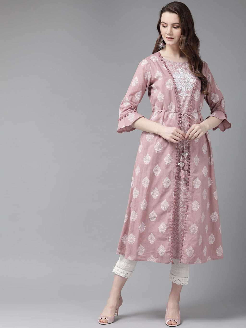 Juniper Womens Pink Cambric Double Layered Kurta