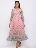 Juniper Womens Pink Georgette Foil Print Maxi Dress