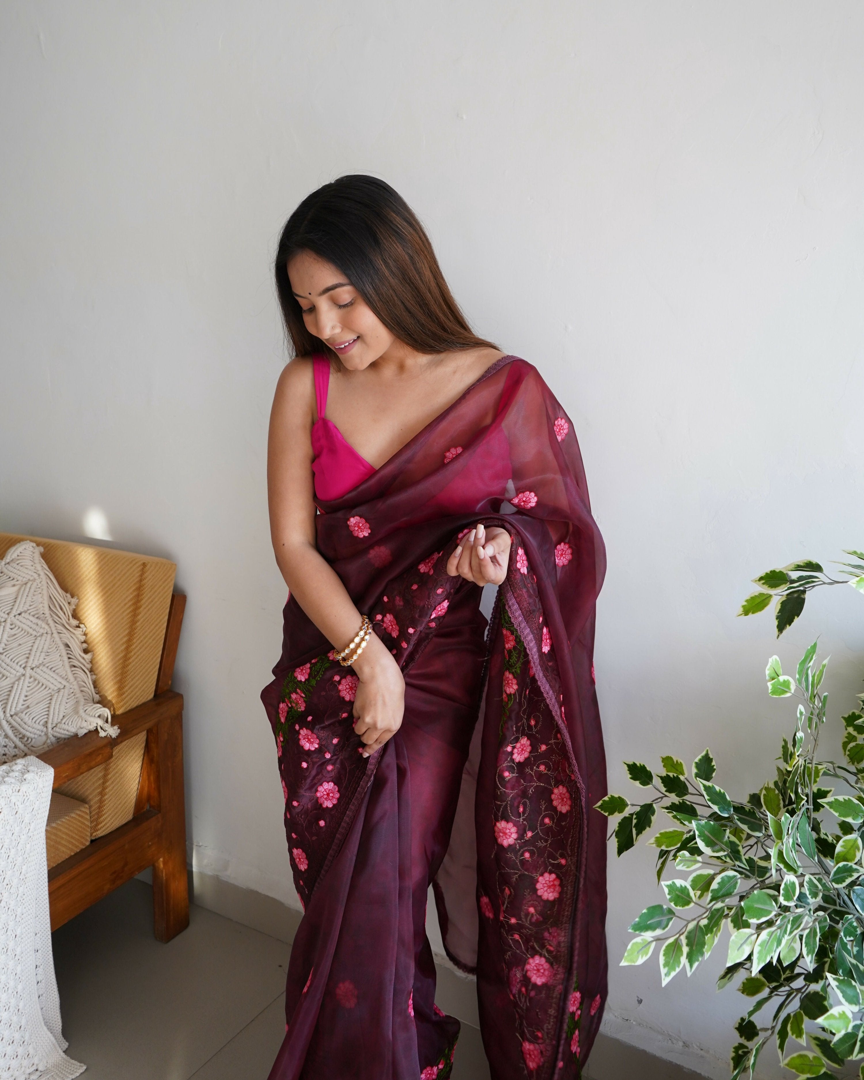 Vamsee Annie Chocolate Georgette Saree