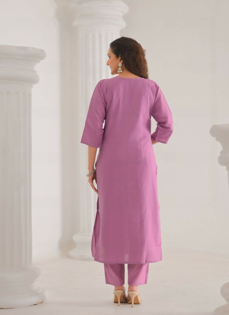 Ethnic Festive Wear Viscose Chanderi Pink Stitched Suit With Dupatta - Tanisha