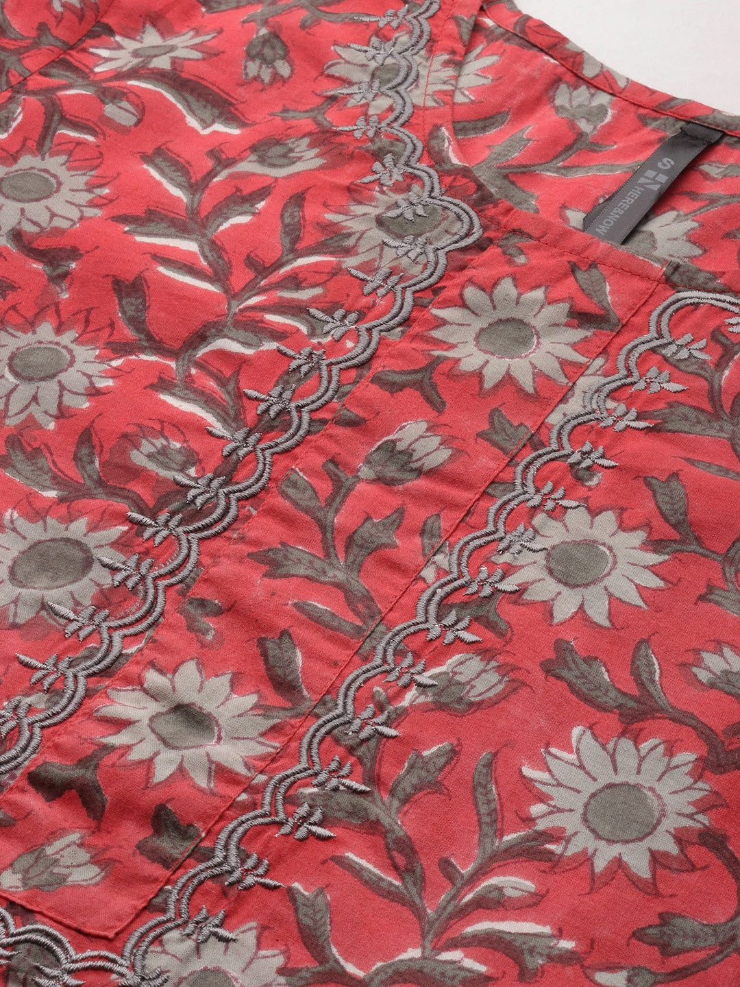 HERE&NOW Floral Printed Regular Pure Cotton Kurta with Salwar & With Dupatta