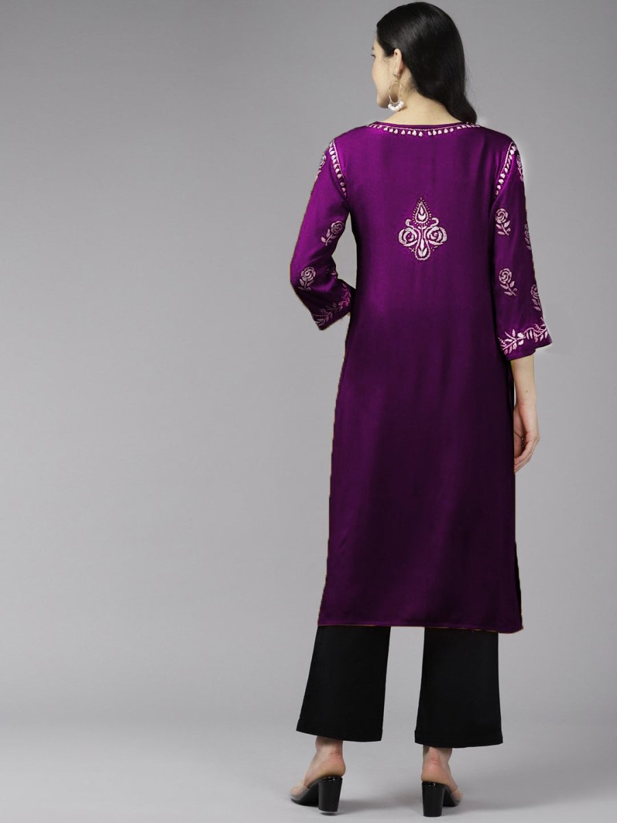 ADA Women Ethnic Motifs Embroidered Flared Sleeves Mirror Work Kurta