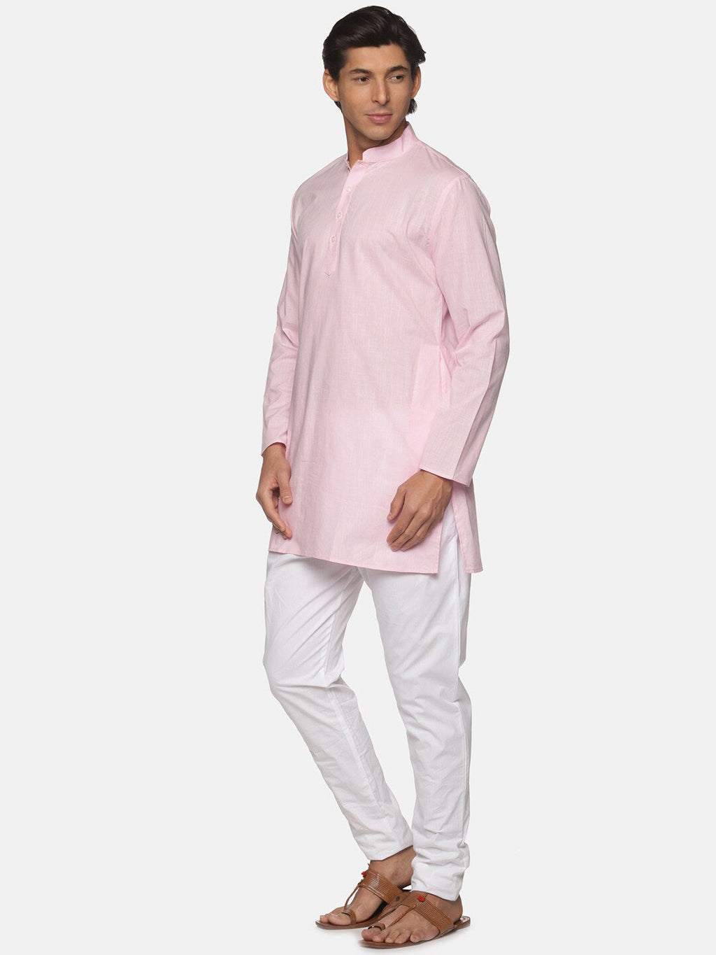 Sethukrishna Mens Pink Pure Cotton Kurta with Pyjamas
