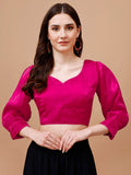 Tikhi Imli Pink Sweetheart Neck Puff Sleeves Saree Blouse