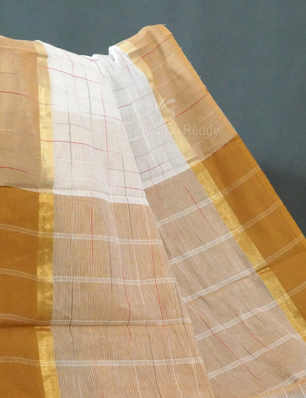 Dual Shade of Milk White And Light Brown Pure Mangalgiri Cotton By Gayathri Reddy Designer Studio