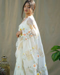 Vamsee Menka Yellow Organza Saree