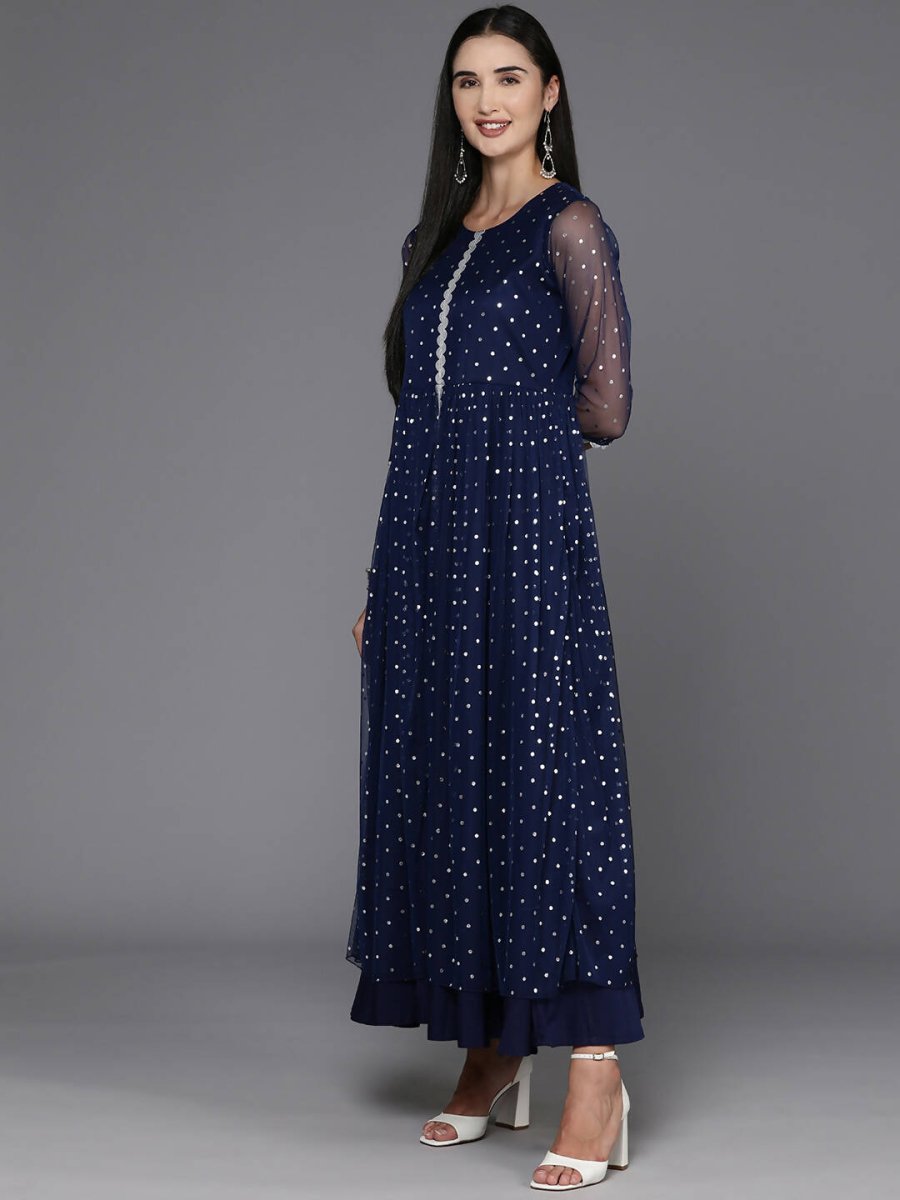 Ahalyaa Women's Traditional wear Ethnic Dress - Navy Blue
