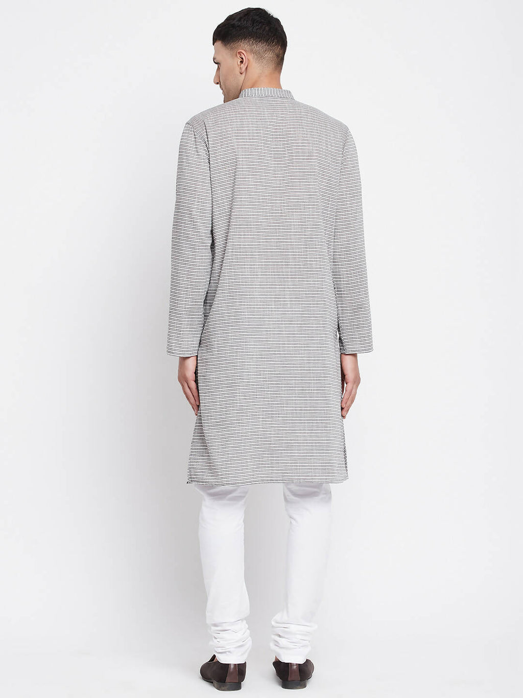 Even Apparels White Pure Cotton Men's Long Kurta With Band Collar