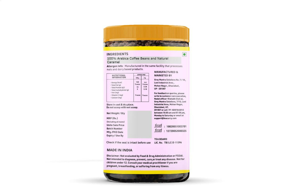 Teacurry Caramel Instant Coffee Powder - Arabica Freeze Dried Coffee for Instant Hot & Cold Coffee