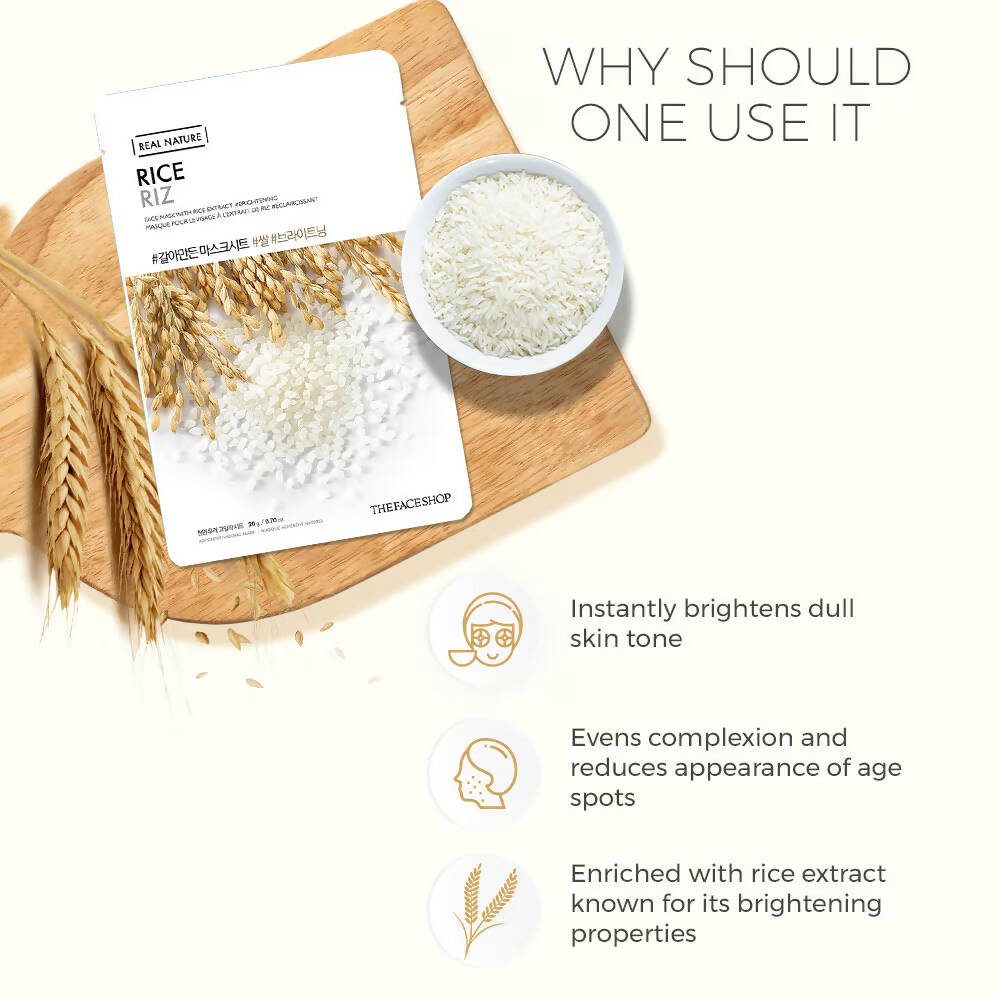 The Face Shop Real Nature Rice Face Mask - Korean Skincare