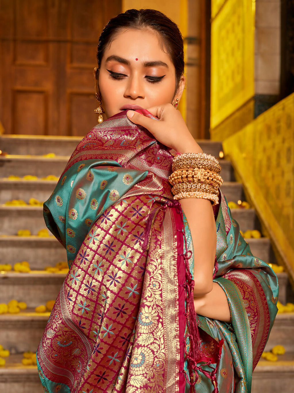 Shree Shyam Fashion Banarasi Silk Sea Green Saree