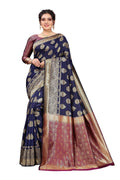 Vamika Ethnic Fire Navy Blue Weaving Banarasi Jacquard Saree