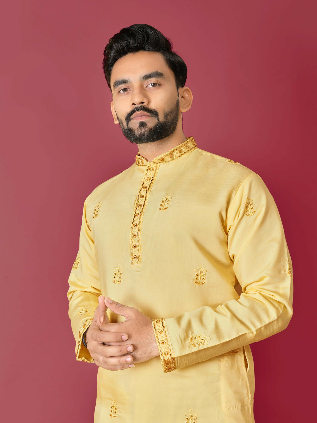 Yellow Men's Kurta with Pajama for Haldi by Infinity Export