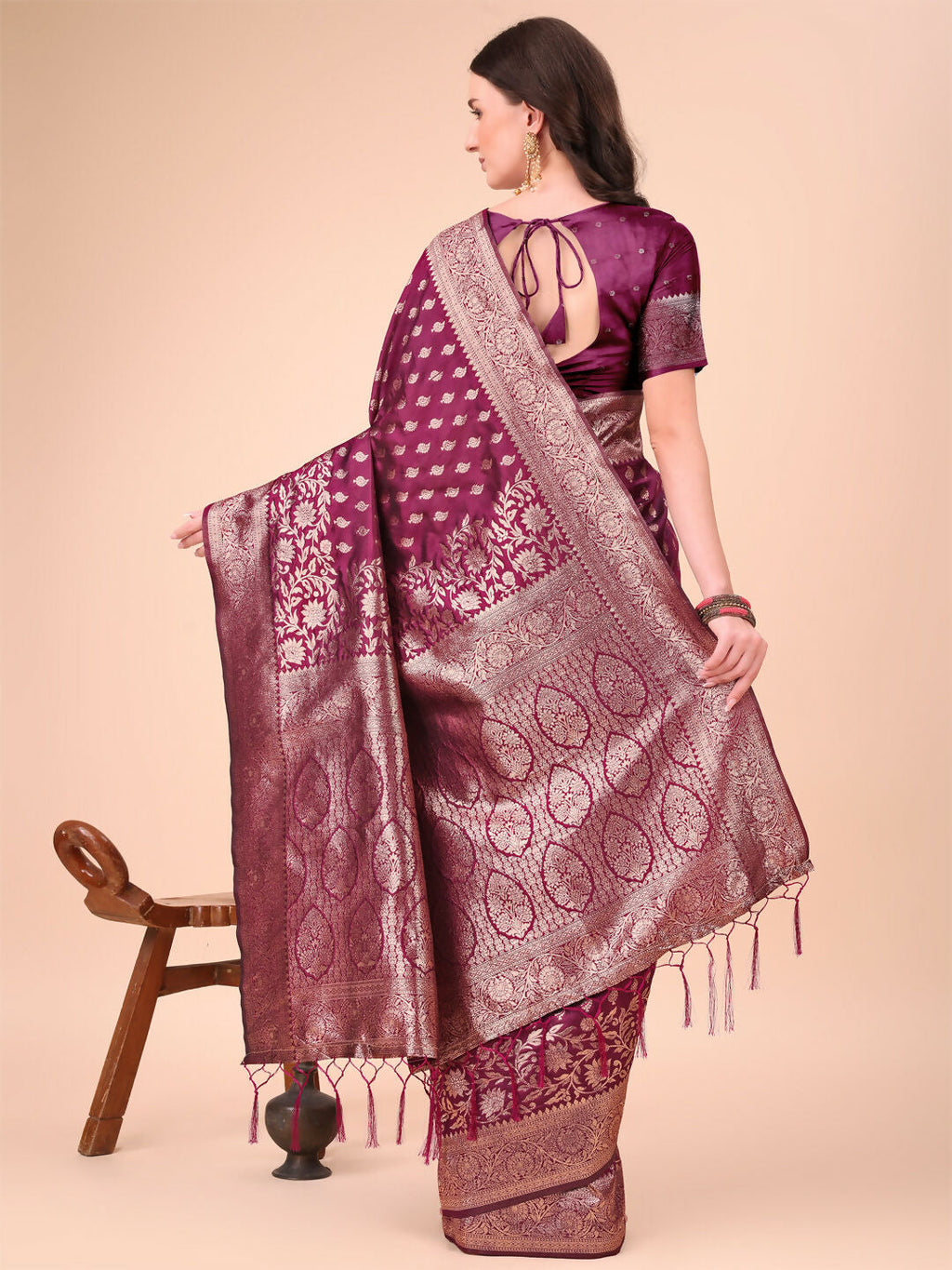 Shree Shyam Fashion Lichi Silk Purple Saree