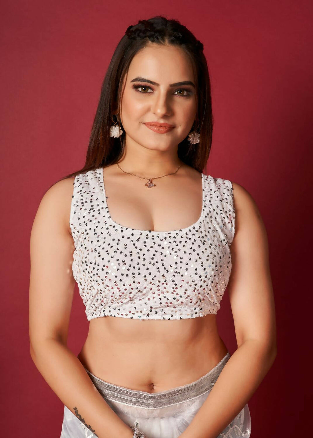 Vamsee White Organza Saree