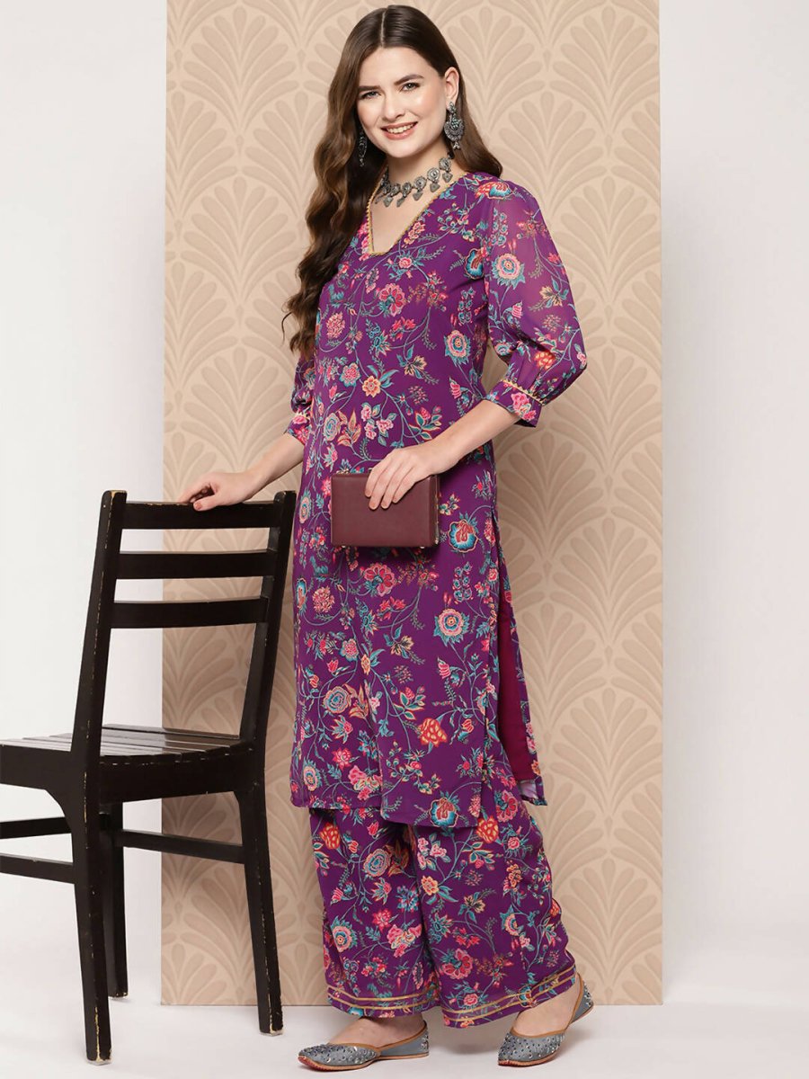 Ahalyaa Women's Traditional wear Kurta Set - Purple