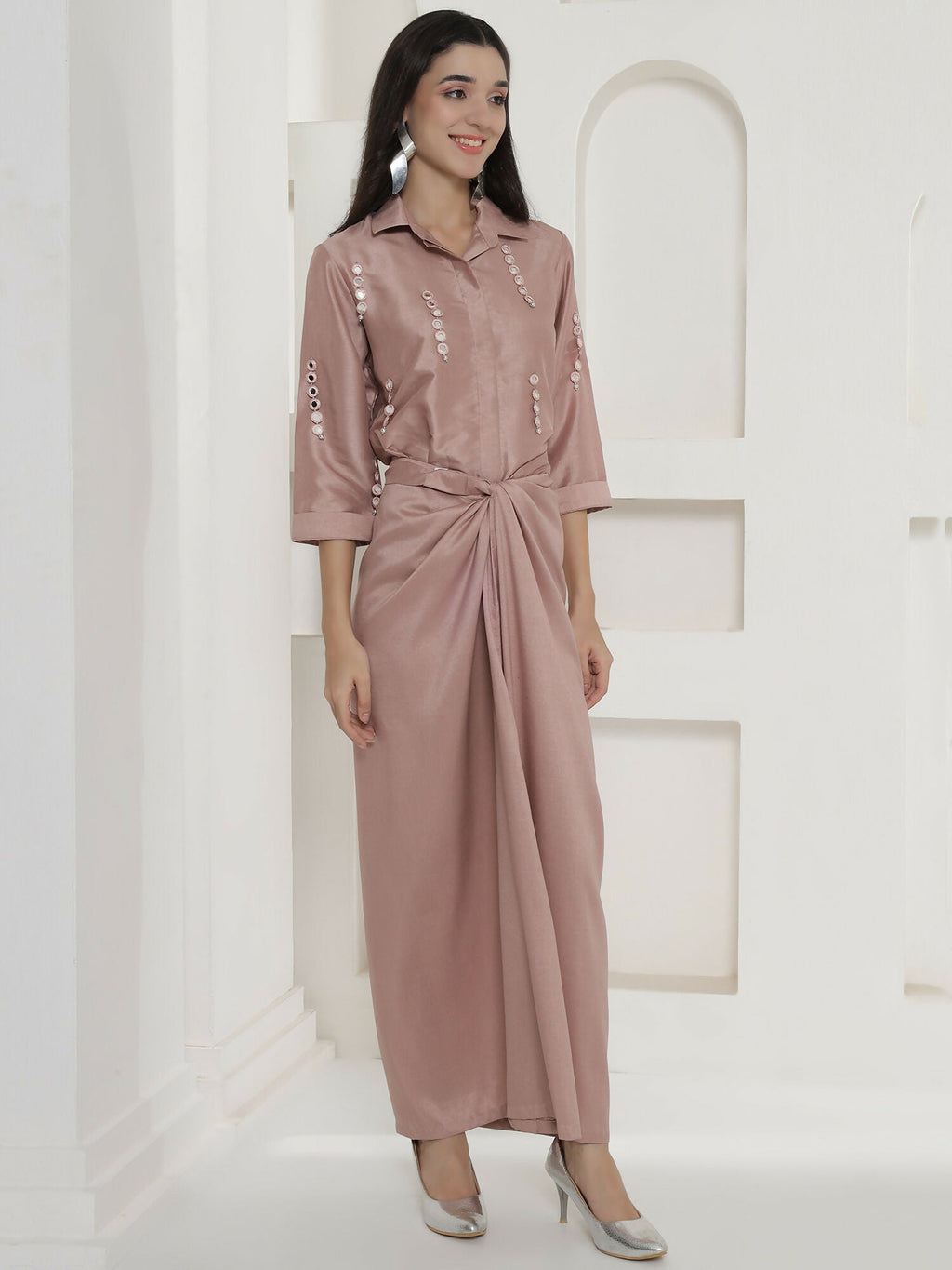 Joban Fashion Rose Gold Tie Knot Skirt Set