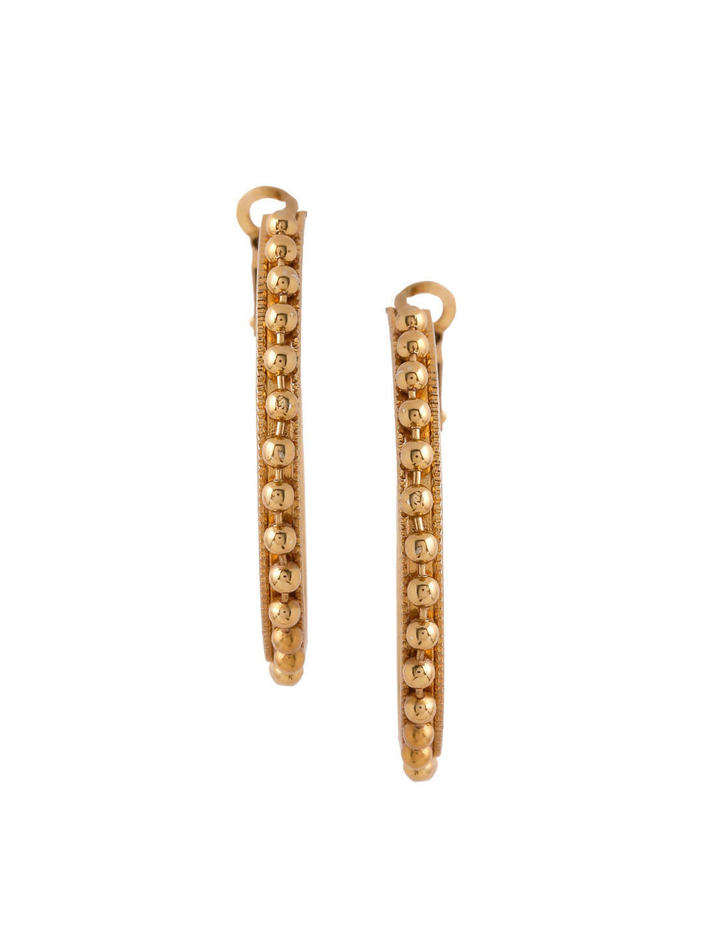 NVR Women Gold Toned Beaded Circular Earrings