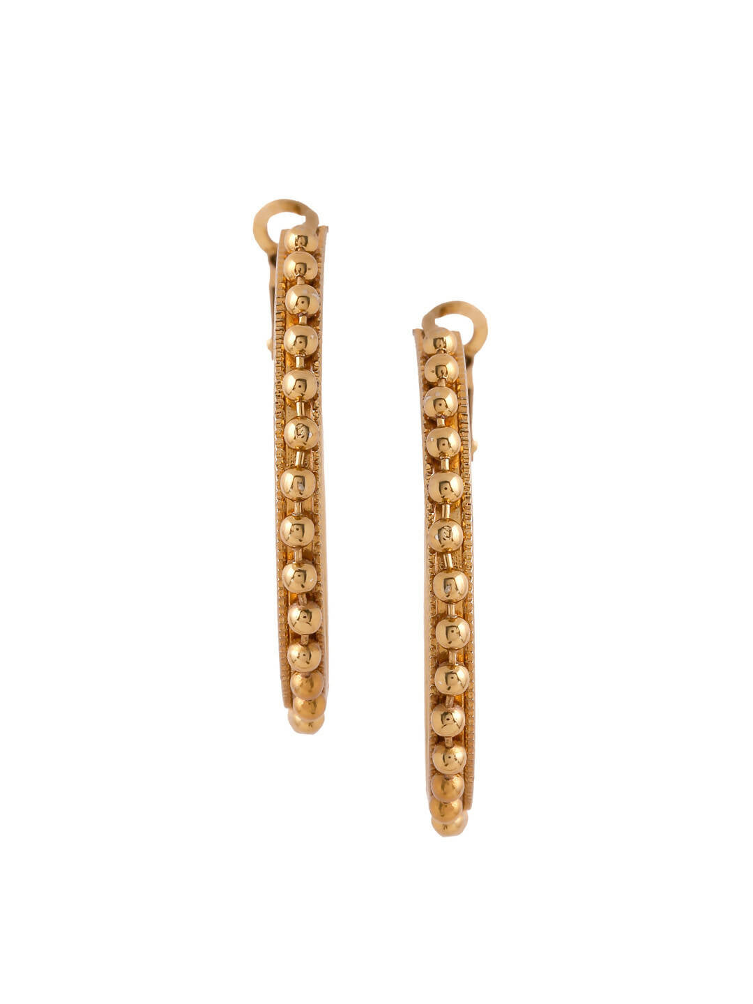 NVR Women Gold Toned Beaded Circular Earrings
