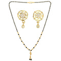 AanyaCentric Gold-Polished Short Mangalsutra Set with Earrings