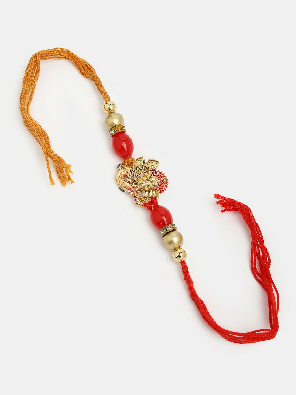 NVR Men Set of 4 Multicolor Stone-Studded Ganesh Rakhi With Roli Chawal & Chocolate