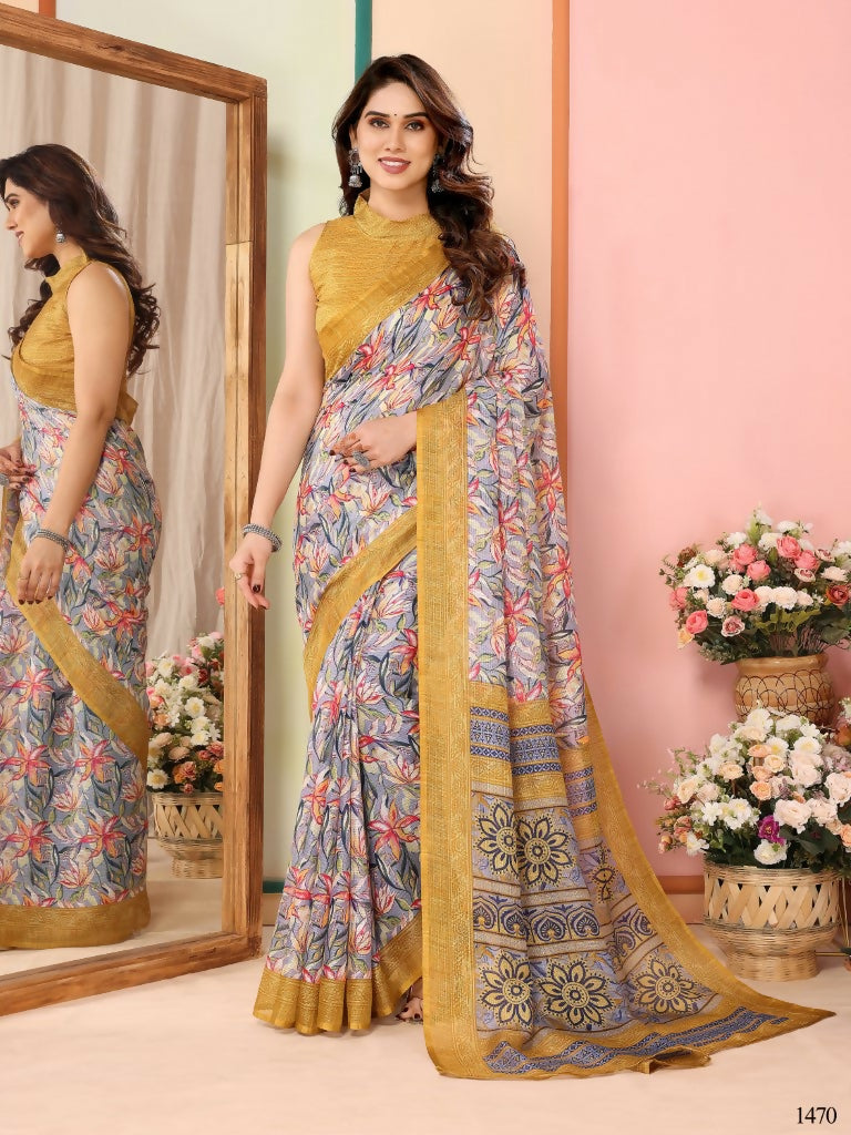 Partywear Designer Mustard Kota Doriya Fancy Saree - Dyuti