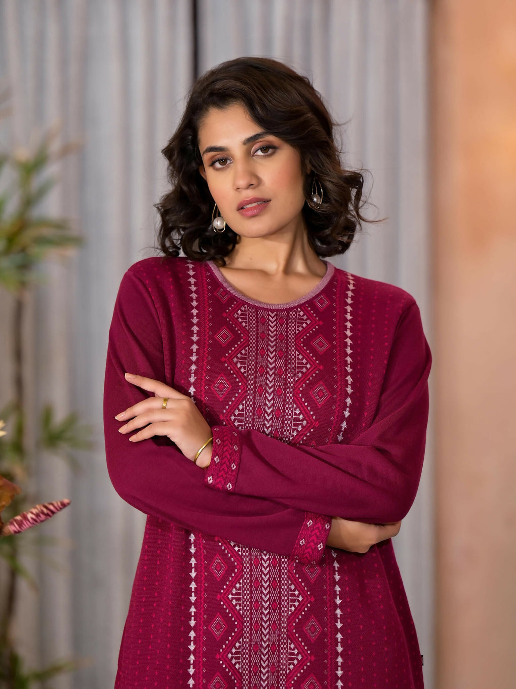 Juniper Women's Purple Ethnic Motif Printed Polycotton Kurta