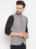 Even Apparels Grey Wool Men Woven Nehru Jacket WL730