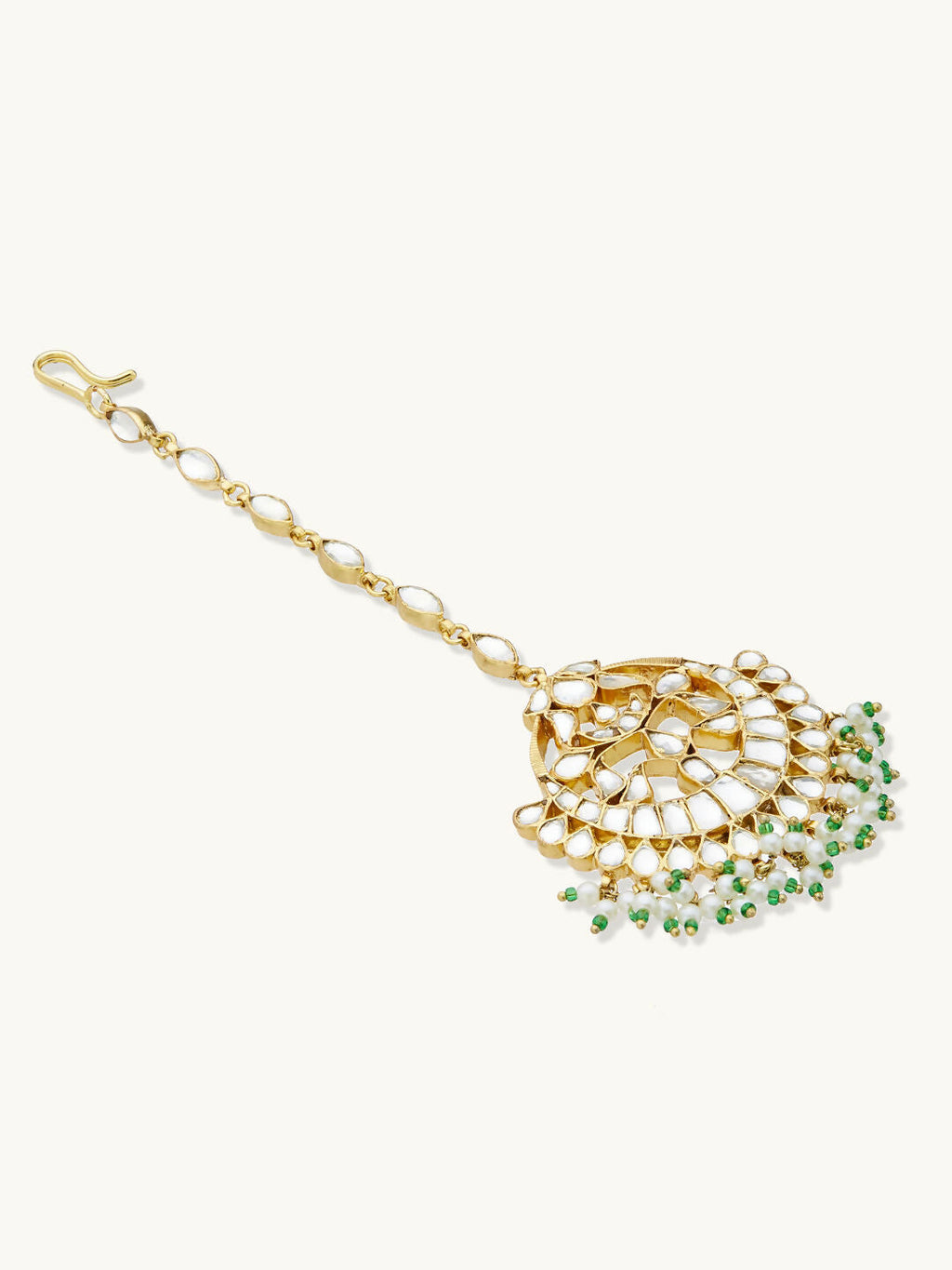 Nuyug 22K Gold-Plated Crystal & Pearl Studded Matha Patti