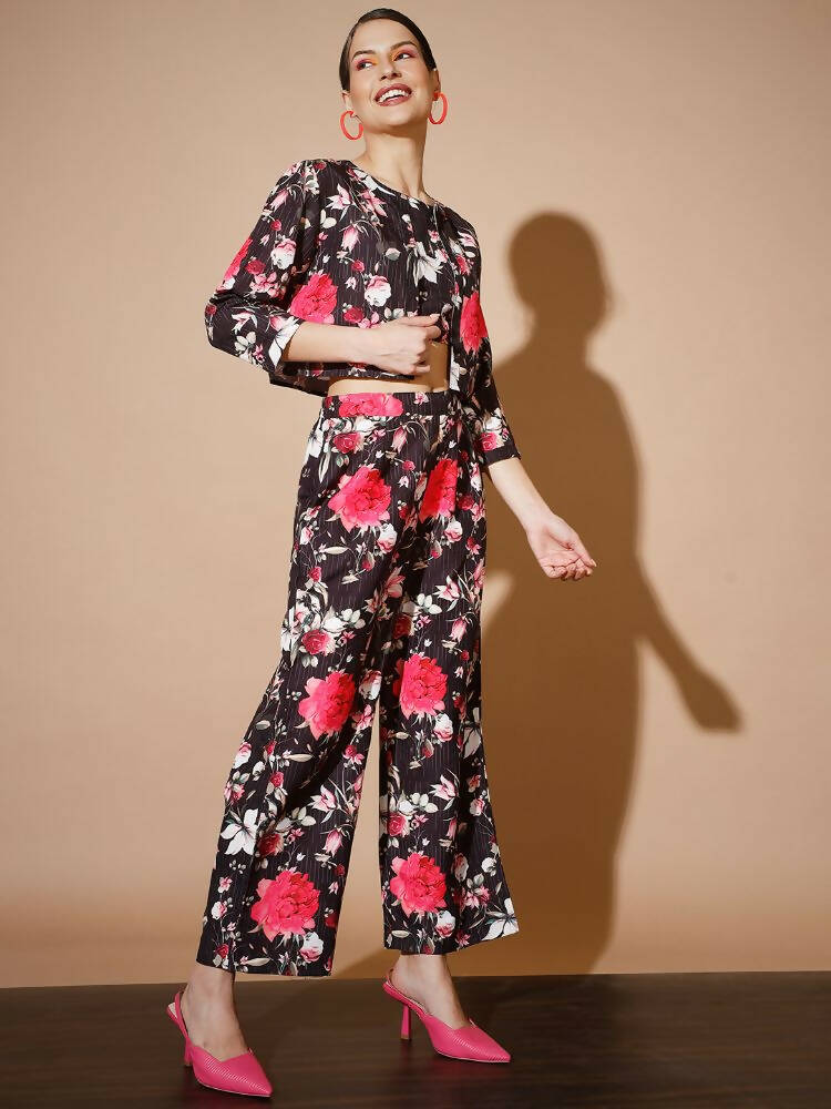Myshka Women Black Printed Co-Ords